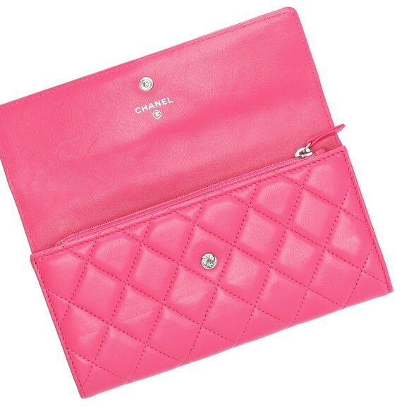 CHANEL Matelasse Long Flap Wallet Fuschia Pink Lambskin - Picture 5 of 6